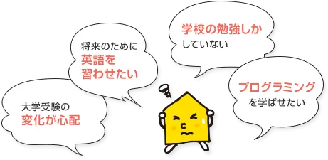 大学受験の変化が心配 将来のために英語を習わせたい 学校の勉強しかしていない プログラミングを学ばせたい