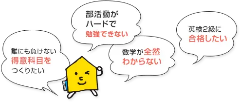 誰にも負けない得意科目をつくりたい 部活動がハードで勉強できない 数学が全然わからない 英検2級に合格したい